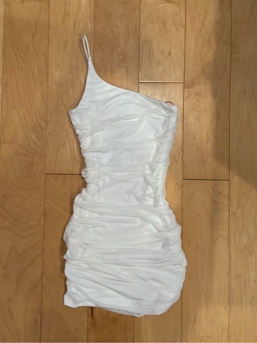 Princess Polly White One-Shoulder Ruched Jocasta Mini Dress